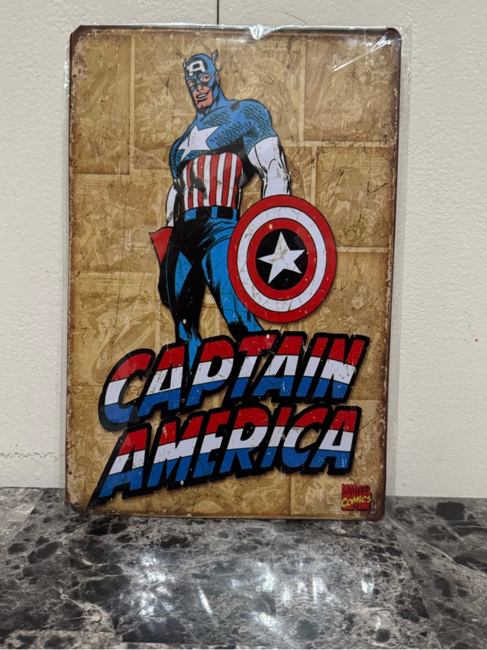Captain America Retro Metal Sign 12x8 Marvel Comics